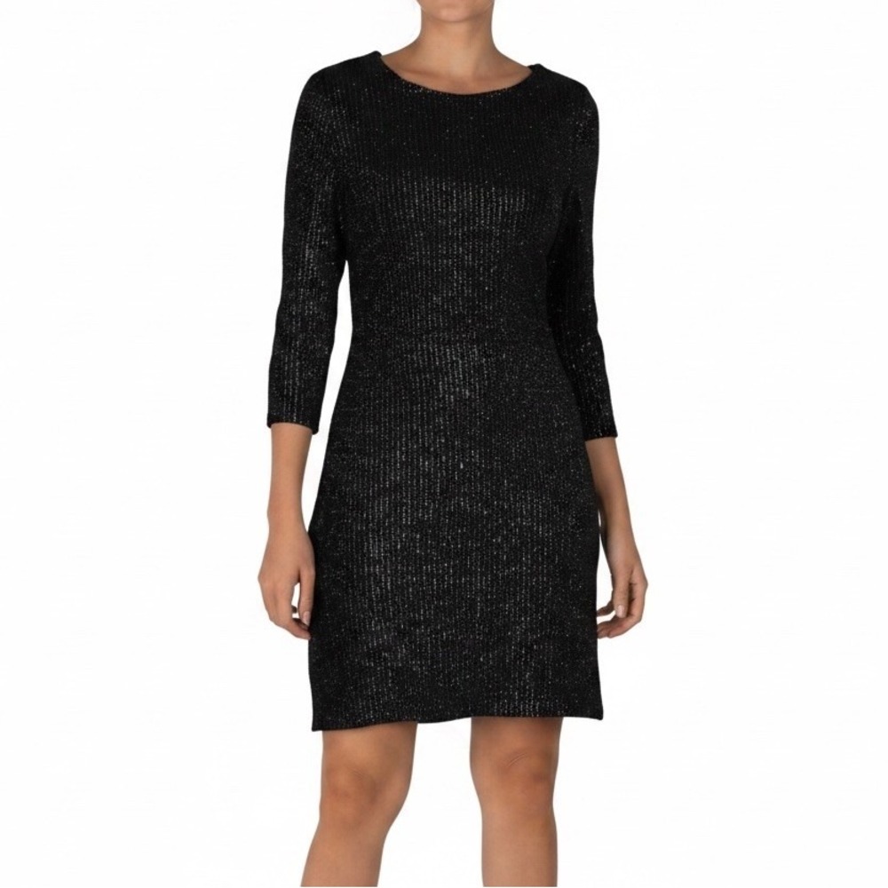 Julia Jordan Textured Sheath Sequin Dress 12 Black Cocktail Party Holiday NWT